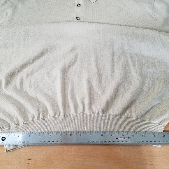 Paul Fredrick Men’s Polo Sweater –Size XL –Beige –Silk, Cashmere & Cotton Blend - Picture 10 of 14